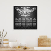 Poster Mariage Carte de siège Baroque Flourish Noir (Cuisine)