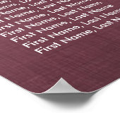 Poster Mariage Carte de siège Or Chic Roses Bourgogne Rou (Coin)