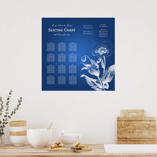 Poster Mariage Carte de siège Poppy Blue (Cuisine)