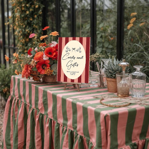 Poster Mariage « Cartes et Cadeaux » rayé rouge et rose