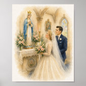 Poster Mariage catholique visitant l'autel marial (Devant)