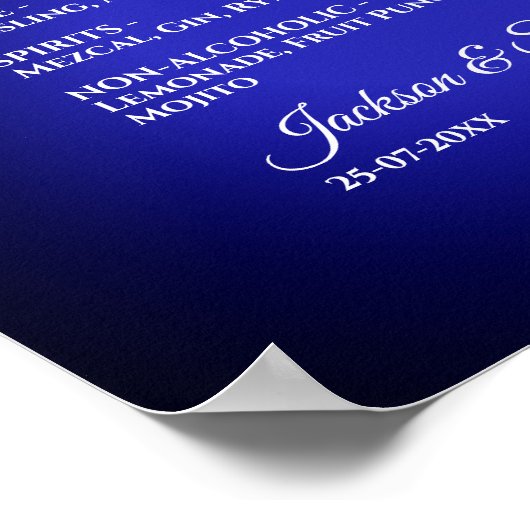 Poster Mariage Celestin Pleine lune & Étoiles menu de min (Coin)