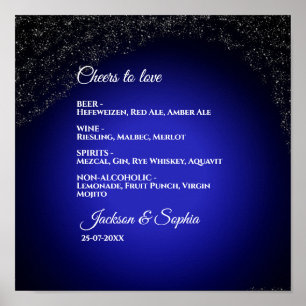 Poster Mariage Celestin Pleine lune & Étoiles menu de min