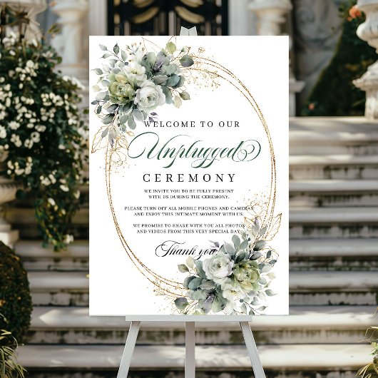 Poster Mariage Cérémonie Non Branchée Botanique Vert Blan