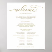 Poster Mariage Ceremony Programme Board Chic Gold Script (Devant)