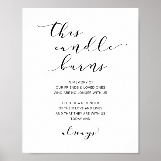 Poster Mariage Cette Bougie Brûle Signer Script Moderne (Devant)