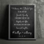 Poster Mariage Chalkboard moderne Bienvenue & panneau Mer<br><div class="desc">L'accueil et la signature de remerciement de ce mariage moderne et très tendance est parfait pour vos invités dans le cadre de votre décor mariage. Le design comporte un libellé de typographie tendance sur un arrière - plan de tableau de bord avec des noms et des dates de mariage faciles...</div>
