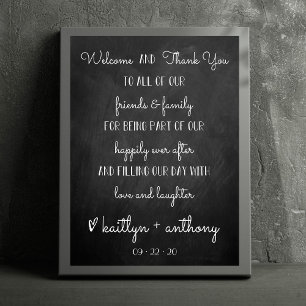 Poster Mariage Chalkboard moderne Bienvenue & panneau Mer