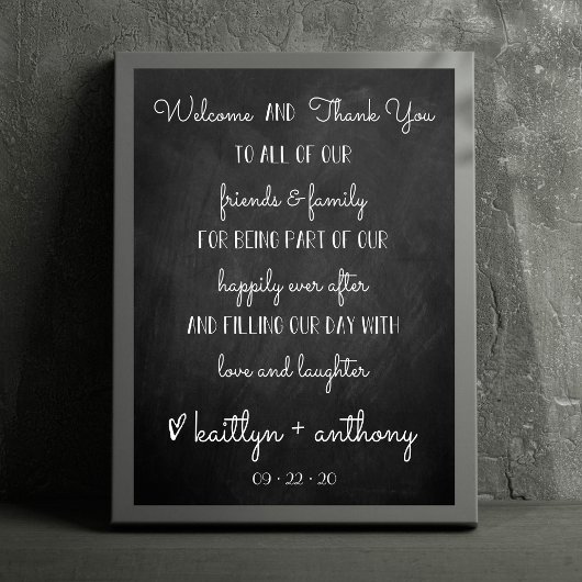 Poster Mariage Chalkboard moderne Bienvenue & panneau Mer