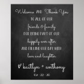 Poster Mariage Chalkboard moderne Bienvenue & panneau Mer (Devant)