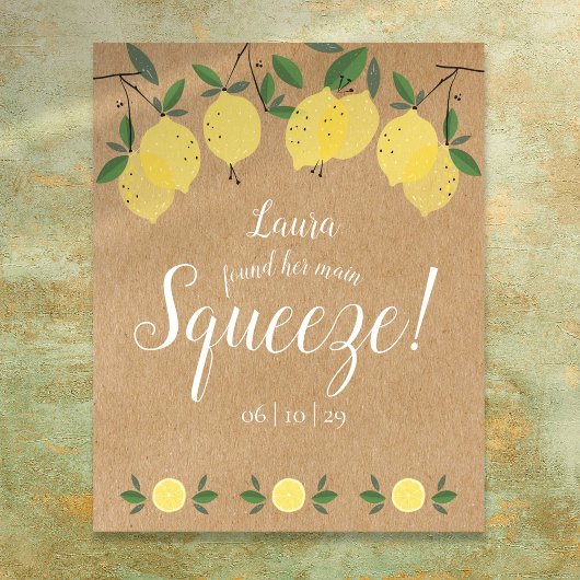 Poster Mariage champêtre avec citrons Main Squeeze