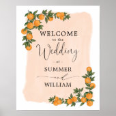 Poster Mariage Chic Citron Orange Verdure Accueil de la M (Devant)