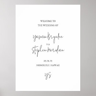 Poster Mariage chic moderne noir et blanc