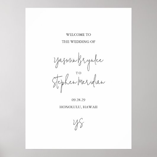 Poster Mariage chic moderne noir et blanc (Devant)