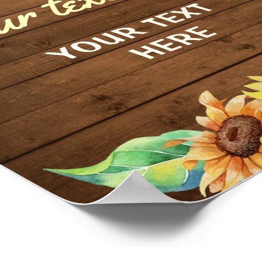 Poster Mariage Chic Tournesol Fête Prénatale Anniversaire (Coin)