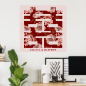 Poster Mariage chinois à deux fleurs rouges (Bureau à domicile)