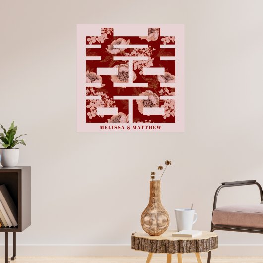 Poster Mariage chinois à deux fleurs rouges (Salon 3)