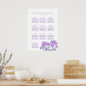 Poster Mariage chrysanthemum fleurs violet plan de table (Cuisine)