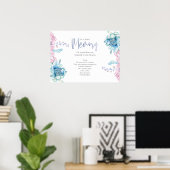 Poster Mariage | Ciel Bleu et Bubblegum Pink Peonies (Bureau à domicile)