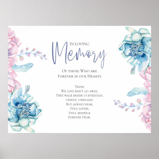 Poster Mariage | Ciel Bleu et Bubblegum Pink Peonies (Devant)