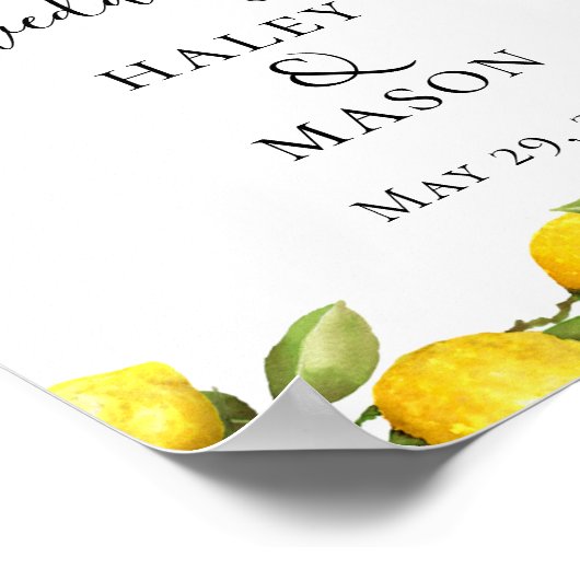 Poster Mariage Citrus Orchard Bienvenue (Coin)
