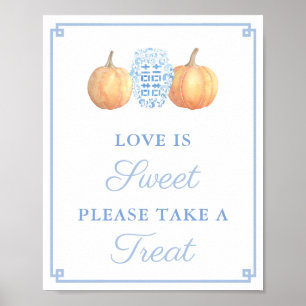 Poster Mariage classique bleu pâle et orange Shower