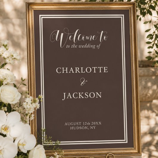 Poster Mariage Classique Brun Foncé Vieille Fortune