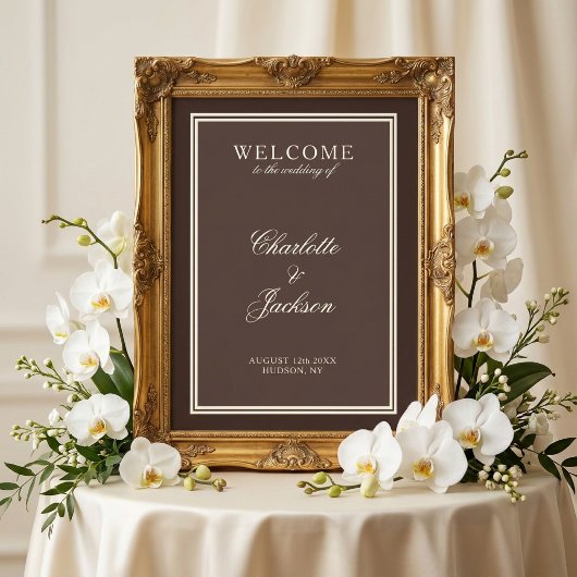 Poster Mariage Classique Brun Foncé Vieille Fortune