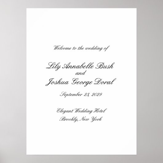 Poster Mariage Classique Noir et Blanc Intemporel (Devant)
