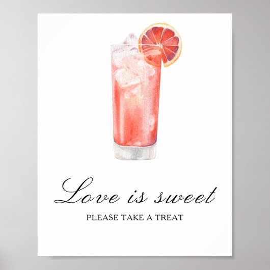 Poster Mariage cocktail - l'amour est doux (Devant)