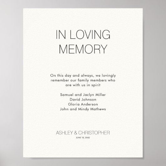 Poster Mariage commémoratif minimaliste moderne (Devant)