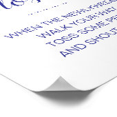 Poster Mariage Confetti bleu marine Kiss chess Toss Flowe (Coin)