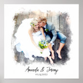 Poster Mariage Couple Aquarelle Photo Noms de conservatio (Devant)