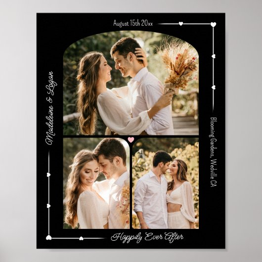 Poster Mariage Couple Coeurs modernes Collage photo perso (Devant)