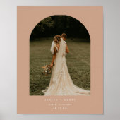 Poster Mariage Couple Photo Arche Moderne en Terracotta (Devant)