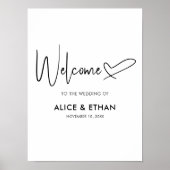 Poster Mariage d'accueil du coeur de signature de script (Devant)