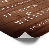 Poster Mariage d'accueil en bois rustique Rose (Coin)
