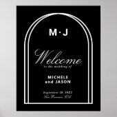 Poster Mariage d'accueil minimaliste noir blanc (Devant)