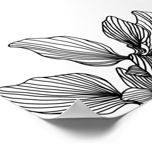 Poster Mariage d'accueil moderne en feuillage noir et bla (Coin)