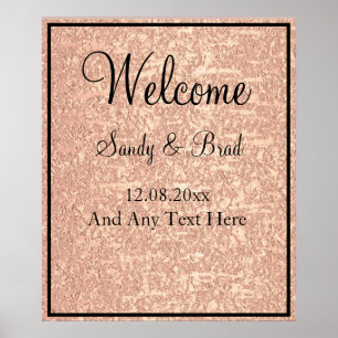 Poster Mariage d'accueil personnalisé Chic Rose Gold
