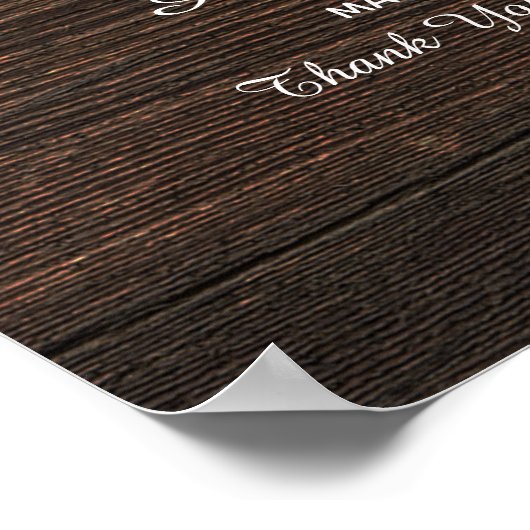 Poster Mariage d'accueil rustique en bois (Coin)