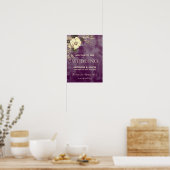 Poster Mariage d'accueil rustique violet (Cuisine)