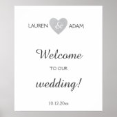 Poster Mariage d'accueil signe argent coeur de parties sc (Devant)