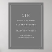 Poster Mariage d'accueil simple Monogramme gris (Devant)