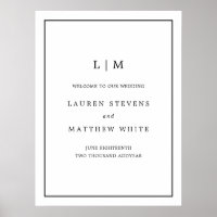 Mariage d'accueil simple noir blanc Monogramme