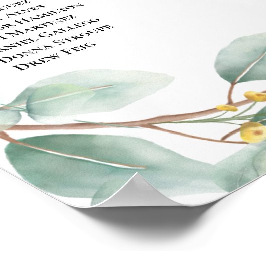 Poster Mariage d'Alphabet Vert Élégant (Coin)