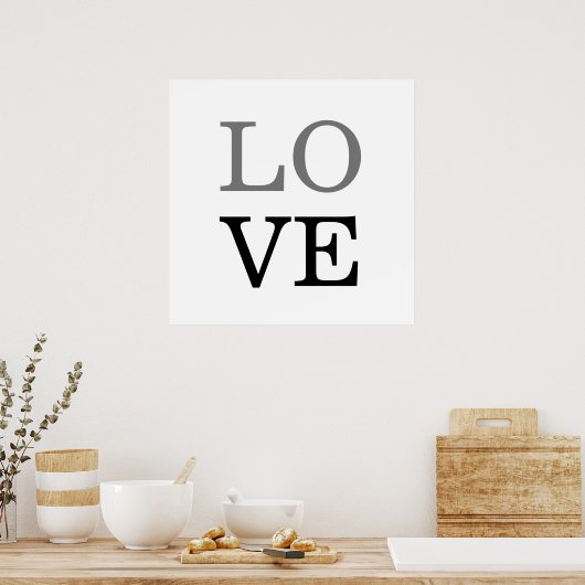 Poster Mariage d'amour de script noir gris (Cuisine)