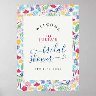 Poster Mariage dans la Forêt Tropicale Sauvage Rose Bleu