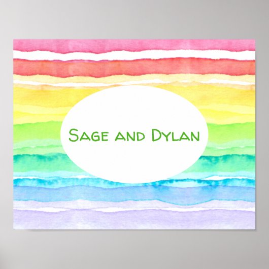 Poster Mariage d'aquarelle arc-en-ciel (Devant)