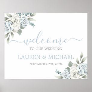 Poster Mariage d'aquarelle bleu foncé